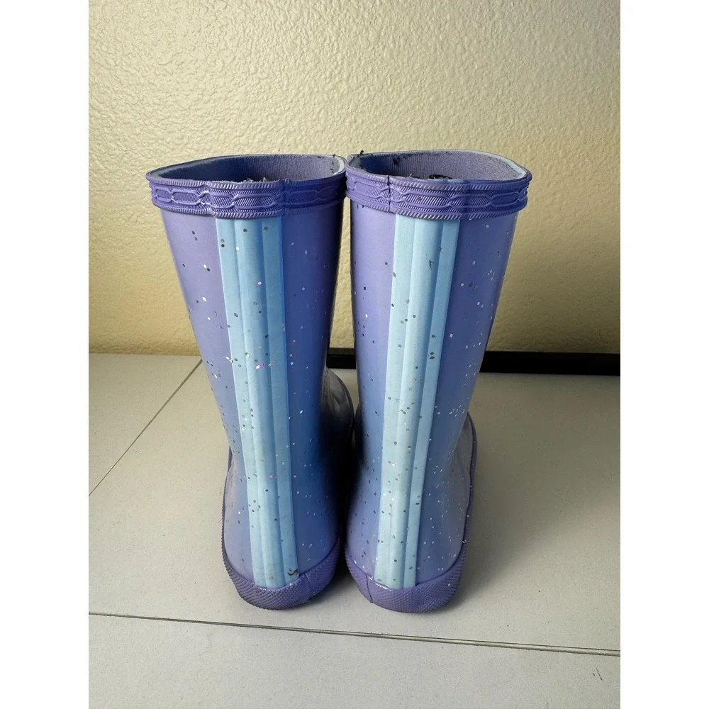 Hunter Rain Boots Kids Size 13 Purple Glitter Rubber Waterproof Wellington
